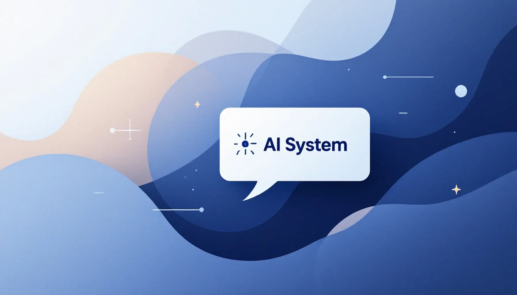 Minimalist illustration of a conversation interface with a speech bubble containing a subtle AI circuit icon, clean sans